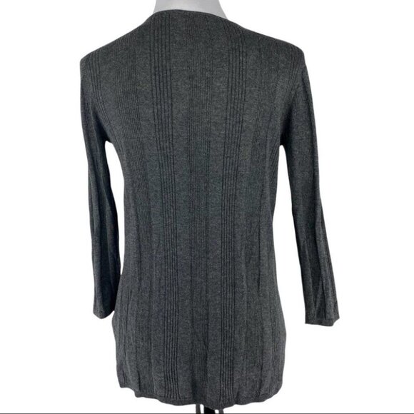 Adrienne Vittadini Womens NWT Grey Ribbed Embellished Scoop Neck Tunic Top M/C36 - Picture 5 of 9